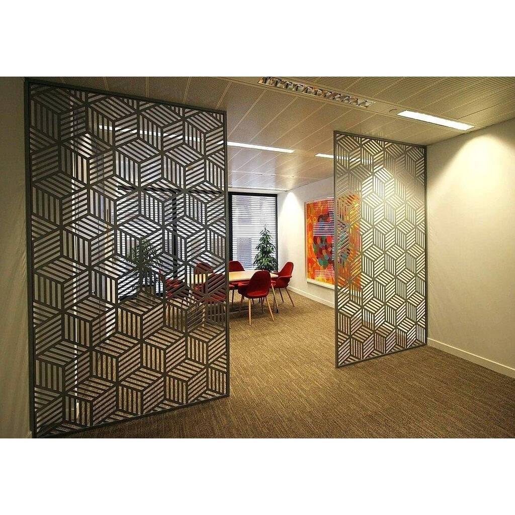 HighlanderHome Laser Cut Metal Privacy Fence, Grey Color, 24" x 48"/pc