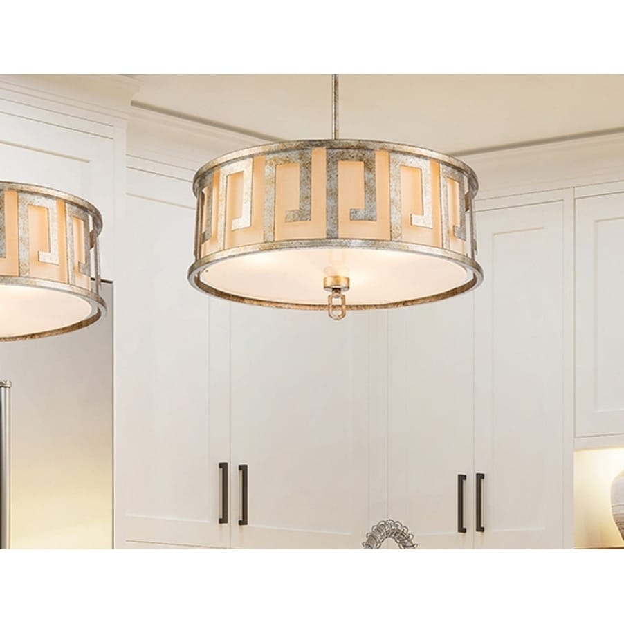 Large Kitchen Pendant Semi Flush in Distressed Silver by Lucas McKearn
