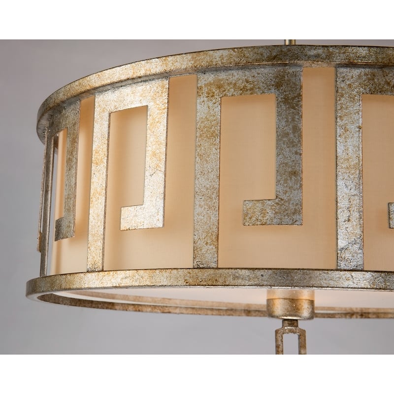 Large Kitchen Pendant Semi Flush in Distressed Silver by Lucas McKearn