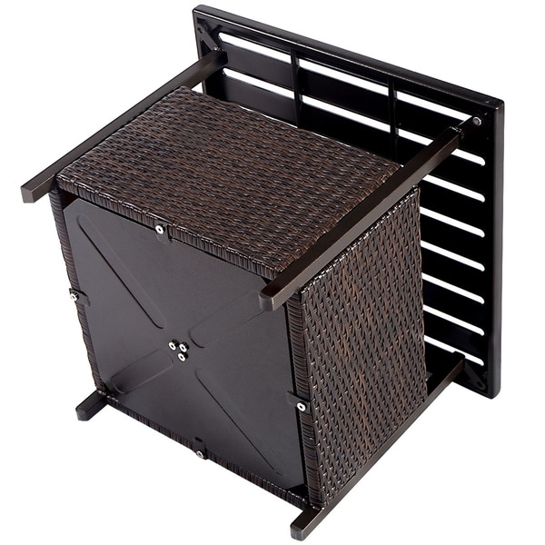 Outdoor Rattan Wicker Side Tables Rattan Steel Aura Outdoor Small Patio End Table with 1.9 Inch Umbrella Hole Umbrella Base Table