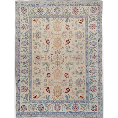 Floral Oushak Turkish Living Room Area Rug Hand-Knotted Wool Carpet - 8'2" x 11'0"