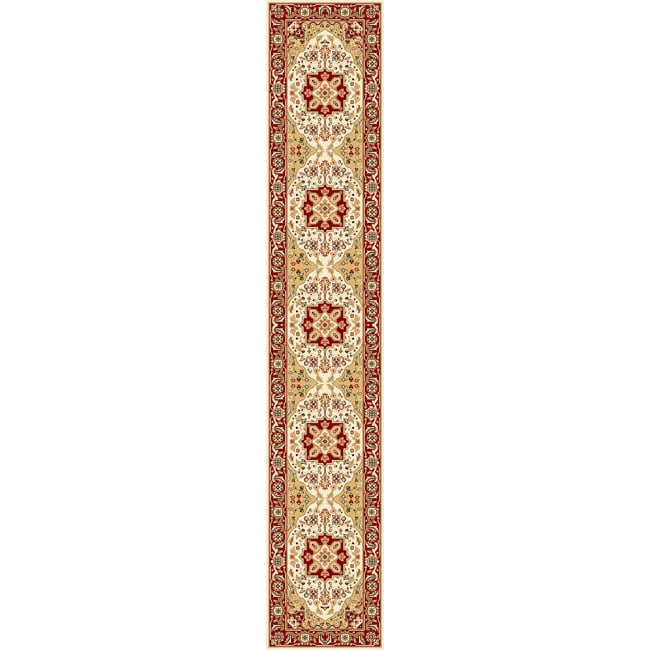 Lyndhurst Collection Ivory/ Red Runner Rug (23 X 14)