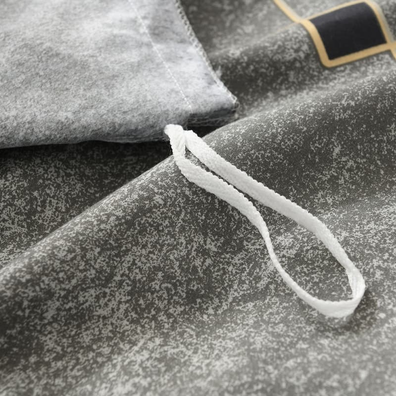 3-piece Reversible Duvet Cover Set Geometric Strip Pattern