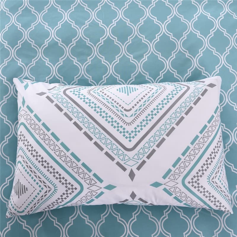 3-piece Reversible Duvet Cover Set Geometric Strip Pattern