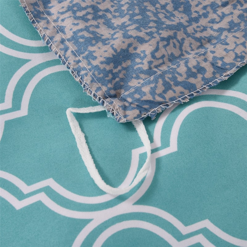 3-piece Reversible Duvet Cover Set Geometric Strip Pattern