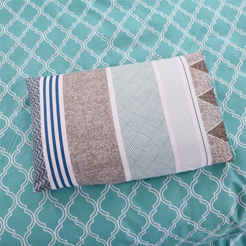 3-piece Reversible Duvet Cover Set Geometric Strip Pattern