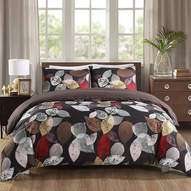 3-piece Reversible Duvet Cover Set Geometric Strip Pattern