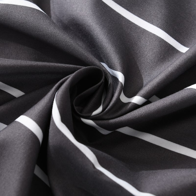 3-piece Reversible Duvet Cover Set Geometric Strip Pattern
