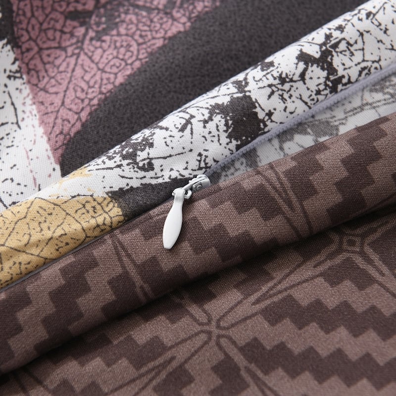 3-piece Reversible Duvet Cover Set Geometric Strip Pattern