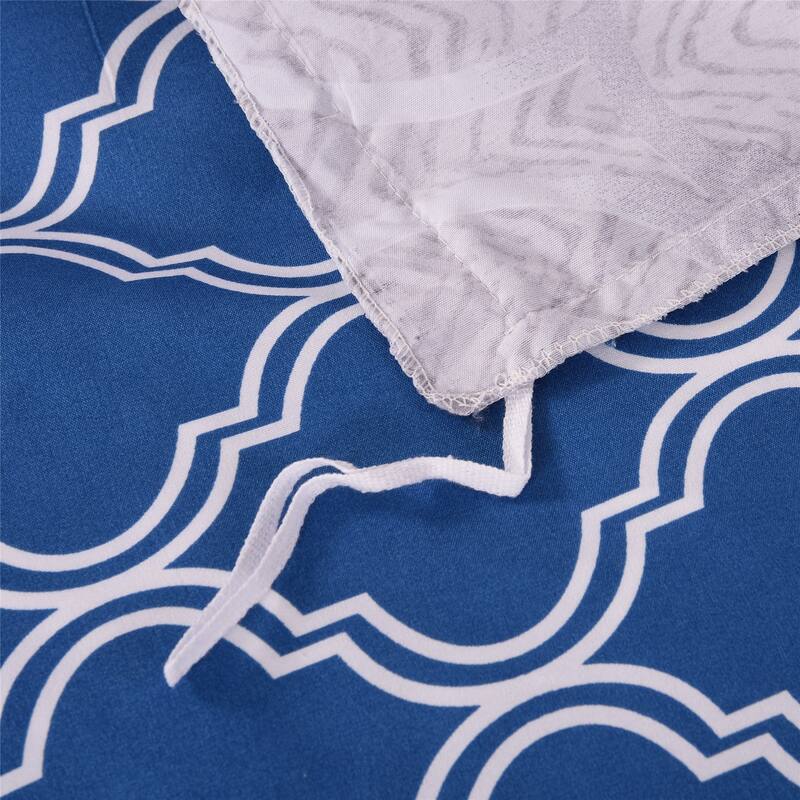 3-piece Reversible Duvet Cover Set Geometric Strip Pattern
