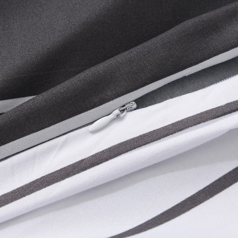 3-piece Reversible Duvet Cover Set Geometric Strip Pattern