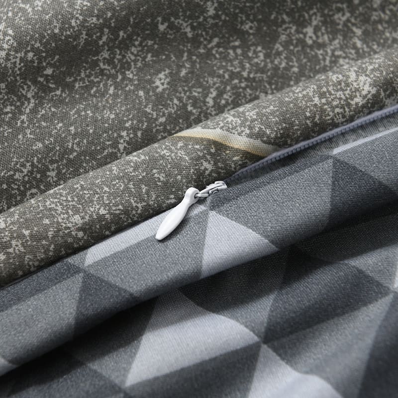 3-piece Reversible Duvet Cover Set Geometric Strip Pattern