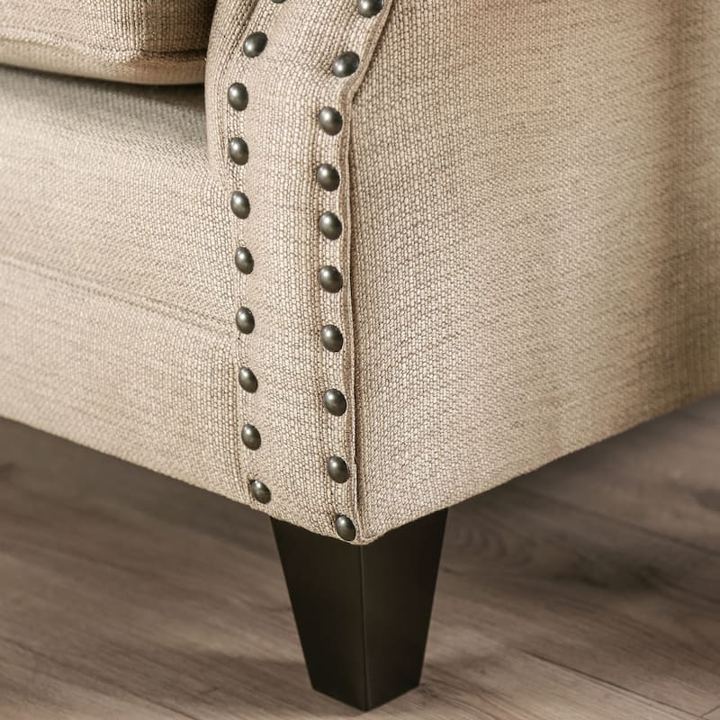 Furniture of America Qyn Traditional Beige Solid Wood Padded Loveseat