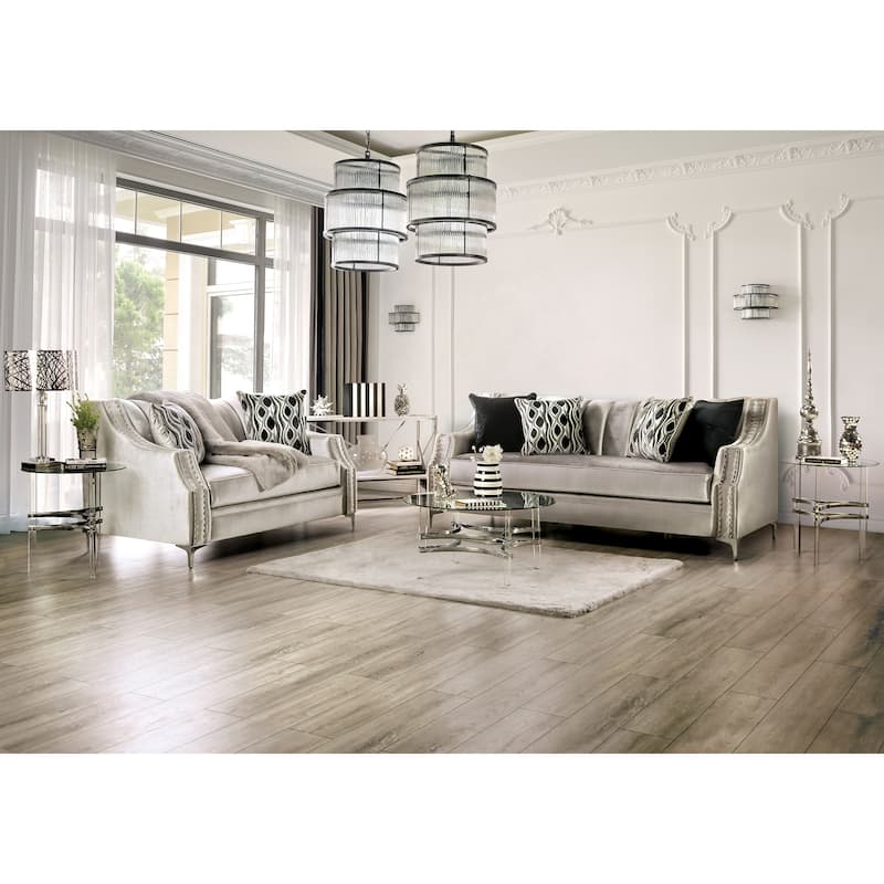 Vynn Transitional Solid Wood Padded Loveseat by Furniture of America