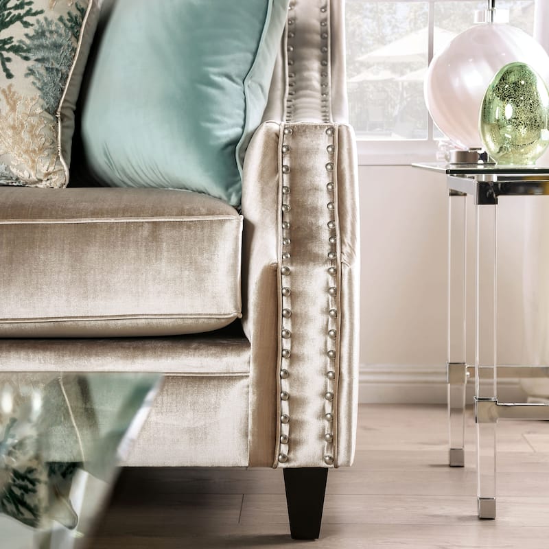 Vynn Transitional Solid Wood Padded Loveseat by Furniture of America