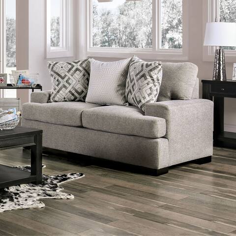 Furniture of America Fynn Traditional Grey Solid Wood Padded Loveseat