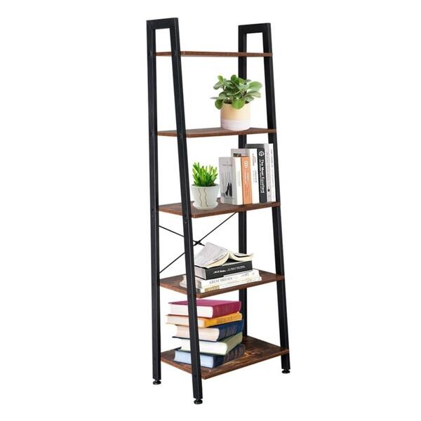 5 Tiers Industrial Ladder Shelf Vintage Bookshelf Storage Rack Shelf On Sale Overstock 30939511 Dark steel box section frame with pine shelves set within a steel frame give the shelving a lovely heavy duty uncomplicated feel, typical of the industrial. 5 tiers industrial ladder shelf