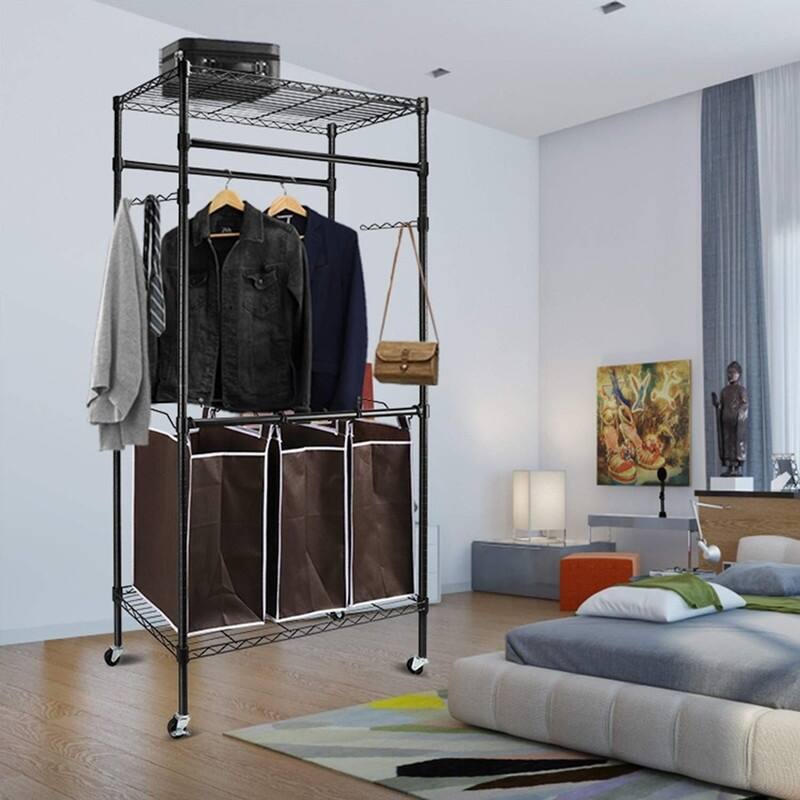 Heavy-Duty Clothes Rack Rolling Laundry Sorter Cart