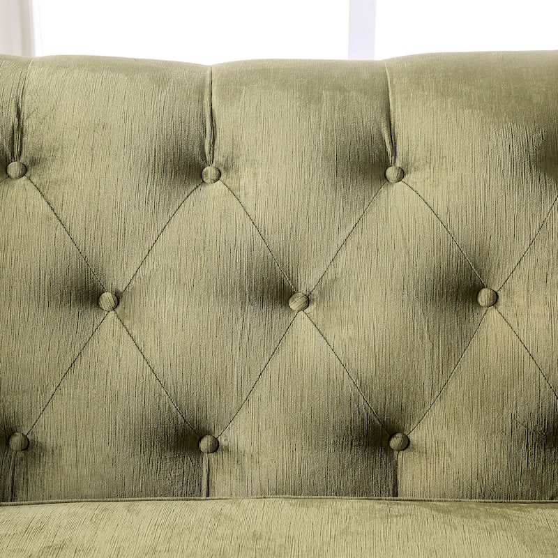 Olie Transitional Green Solid Wood Padded Loveseat by Furniture of America
