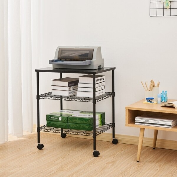 Shop Kitchen Rolling Microwave Cart on Wheels, 3 Tiers Storage Rack