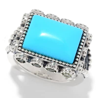 925 Sterling Silver Peridot and Sonora Beauty Turquoise Ring