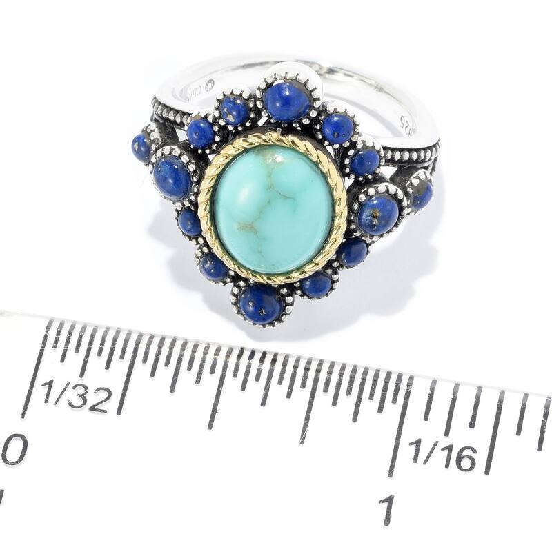925 Sterling Silver Campitos Turquoise and Lapis Lazuli Ring