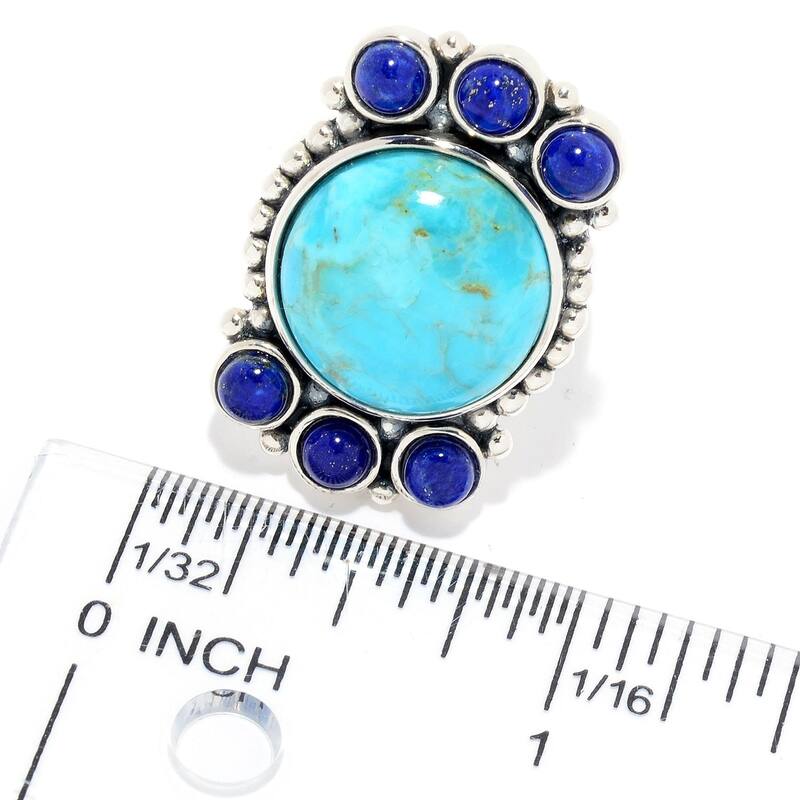 925 Sterling Silver Kingman Turquoise and Lapis Lazuli Ring
