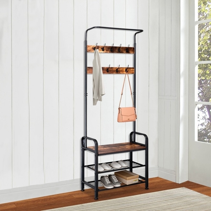 entrance coat rack with bench plans