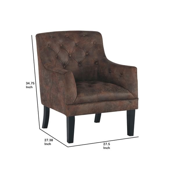 28 Inch Modern Accent Chair, Fabric, Button Tufted, Track Arms ...