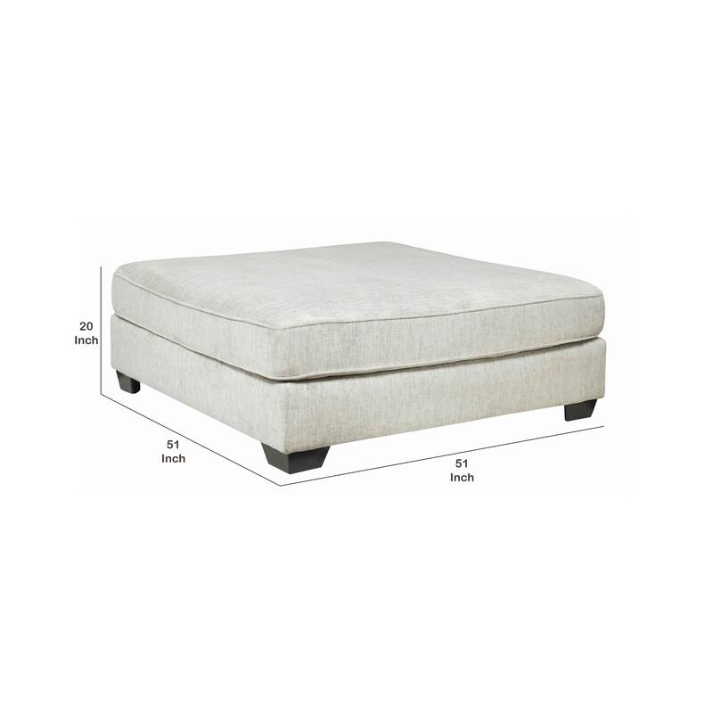 Fabric Upholstered Oversized Ottoman with Tapered Legs, Off White