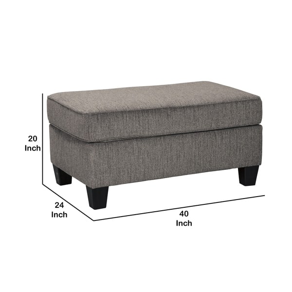 Fabric Upholstered Wooden Ottoman with Tapered Legs, Gray and Black ...