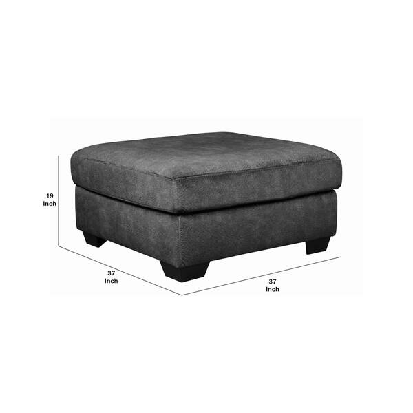 Wooden Ottoman with Welt Trims Details and Block Legs, Gray and Black ...