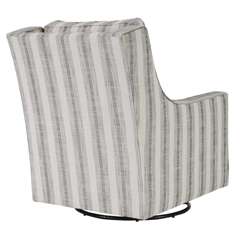 Gradient Stripes Fabric Wrapped Swivel Glider Accent Chair, Gray and White