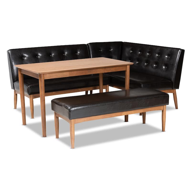 Carson Carrington Isaksbo Mid-century Modern 4-piece Dining Nook Set - Dark Brown