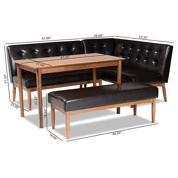 Carson Carrington Isaksbo Midcentury Modern 4piece Dining Nook Set On Sale Bed Bath