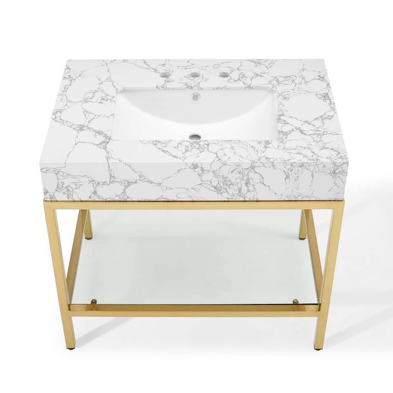 Kingsley 36" Gold Stainless Steel Bathroom Vanity