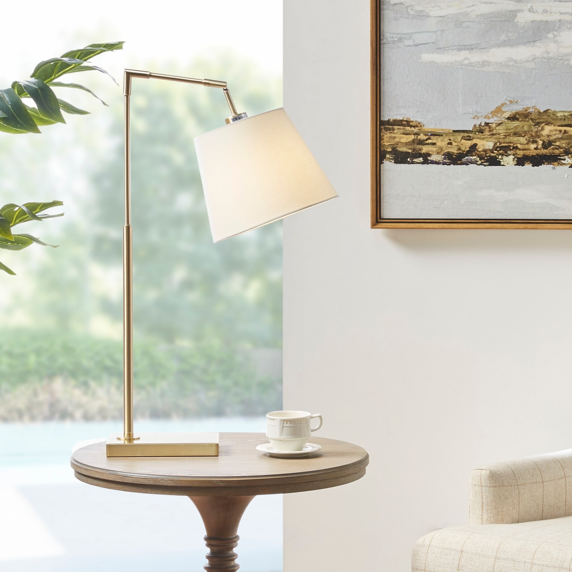 gold white table lamp