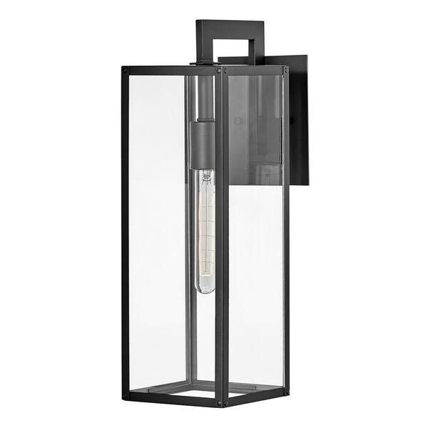 slide 1 of 1, Max 1-Light Medium Wall Mount Black Outdoor Lantern