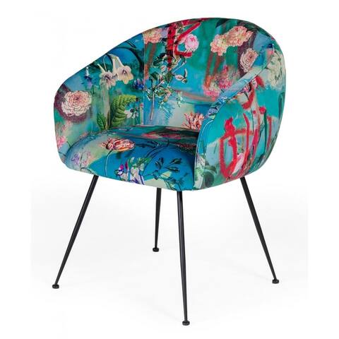 Modrest Roxann Contemporary Floral Velvet Dining Chair