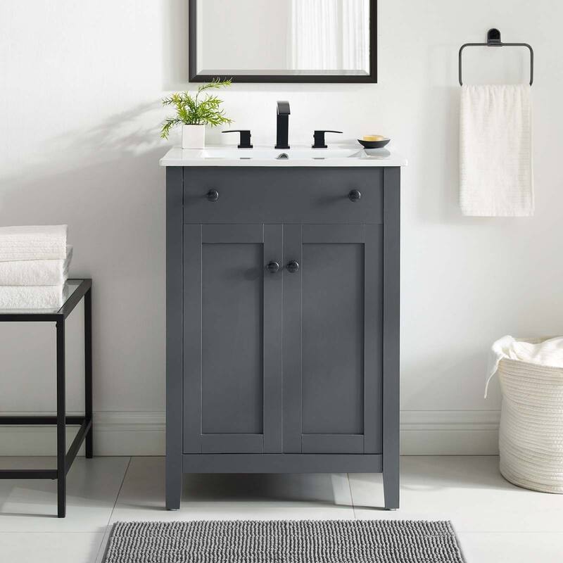 Modway Nantucket 24-inch Bathroom Vanity with Ceramic Top - Gray White