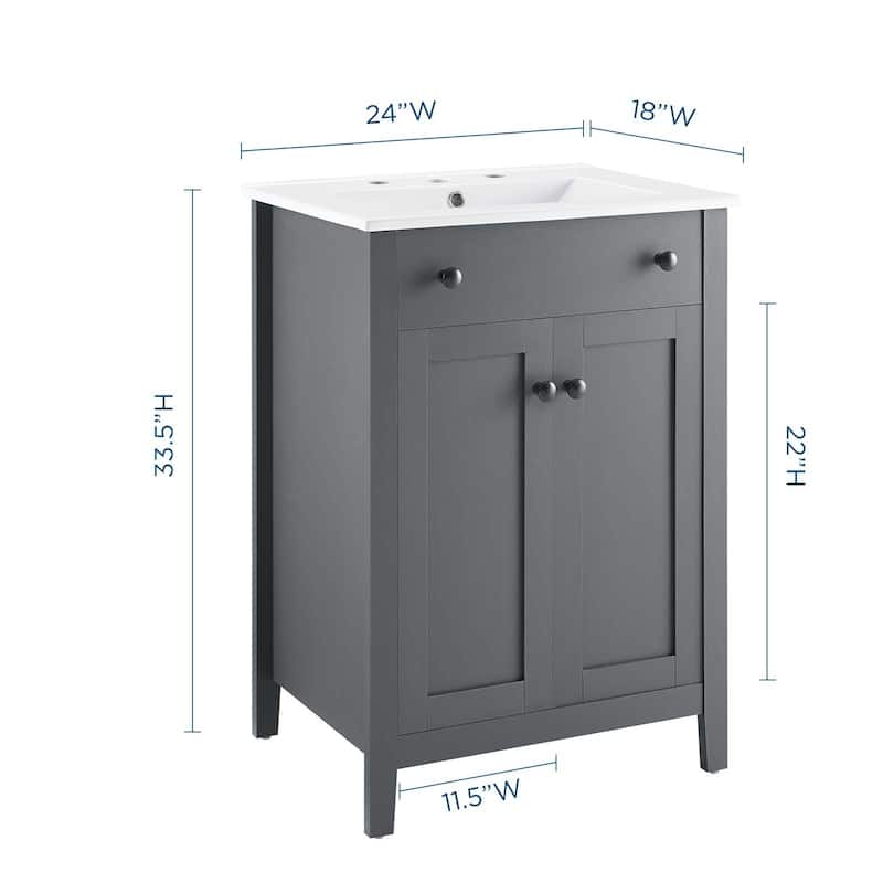 Modway Nantucket 24-inch Bathroom Vanity with Ceramic Top