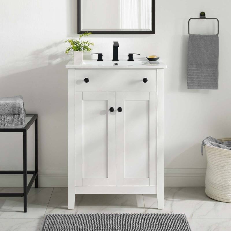 Modway Nantucket 24-inch Bathroom Vanity with Ceramic Top - White White