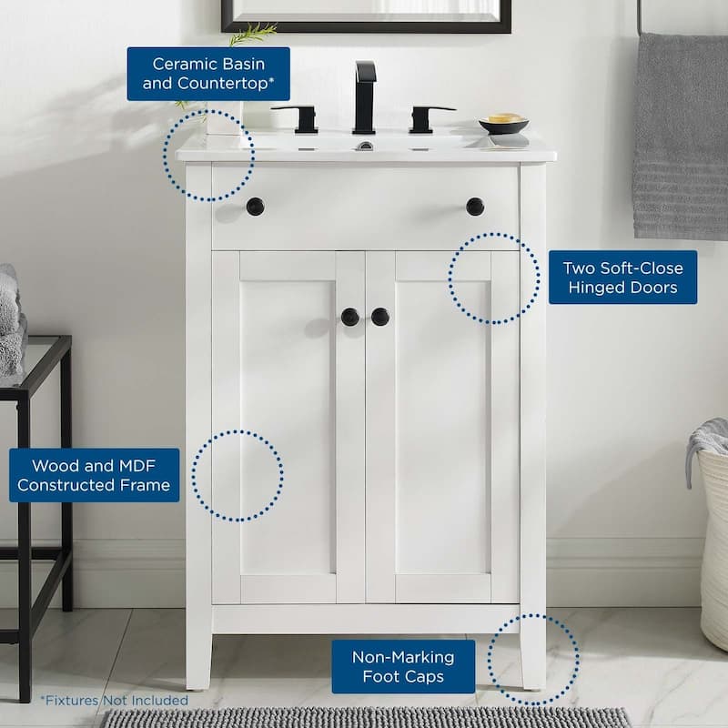 Modway Nantucket 24-inch Bathroom Vanity with Ceramic Top