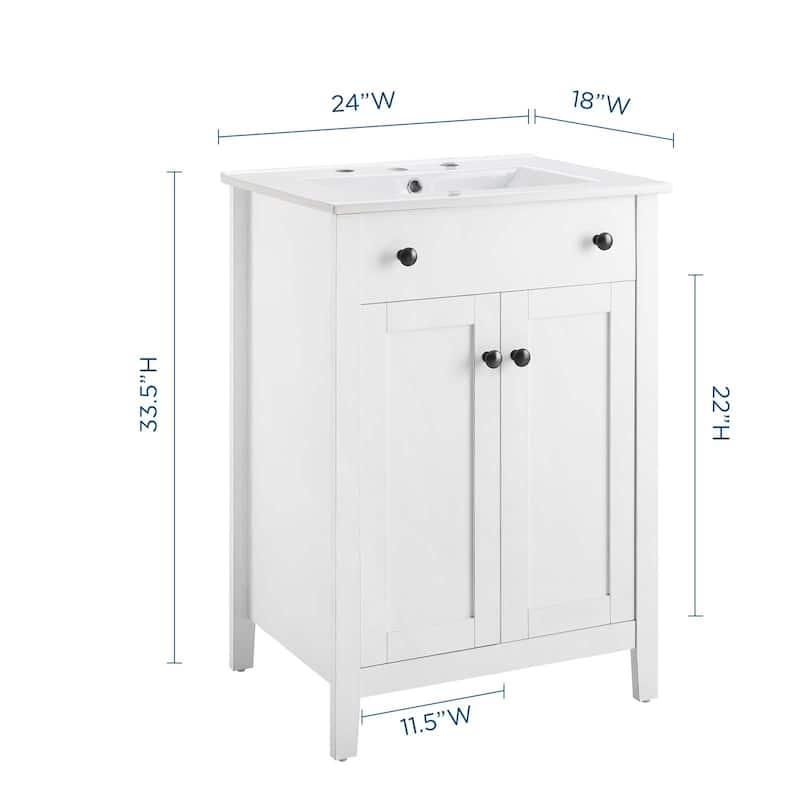 Modway Nantucket 24-inch Bathroom Vanity with Ceramic Top