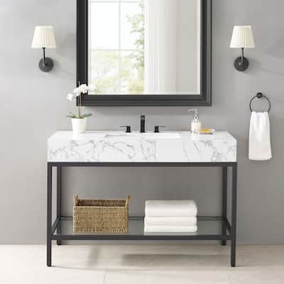 Kingsley 50" Black Stainless Steel Bathroom Vanity