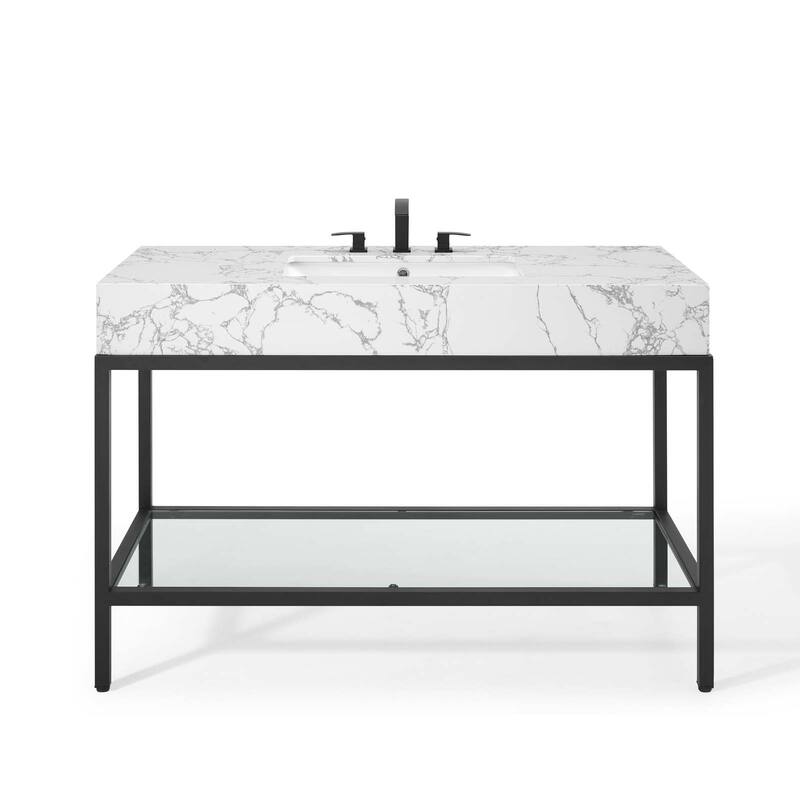 Kingsley 50" Black Stainless Steel Bathroom Vanity