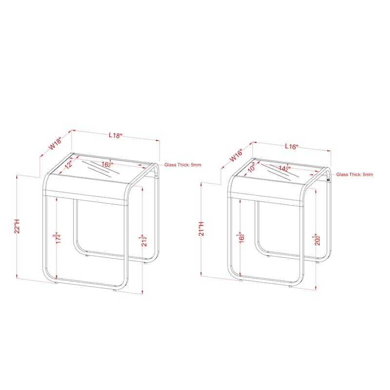 Roux Modern Black 18-inch Glass Top 2-Piece Nesting Table Set by Furniture of America