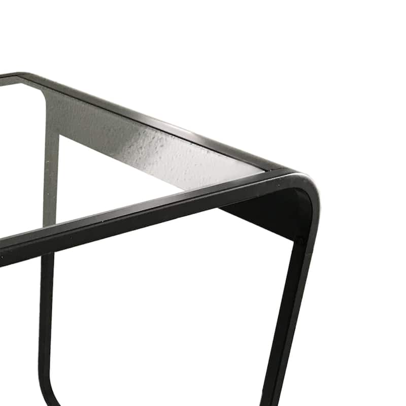 Roux Modern Black 18-inch Glass Top 2-Piece Nesting Table Set by Furniture of America