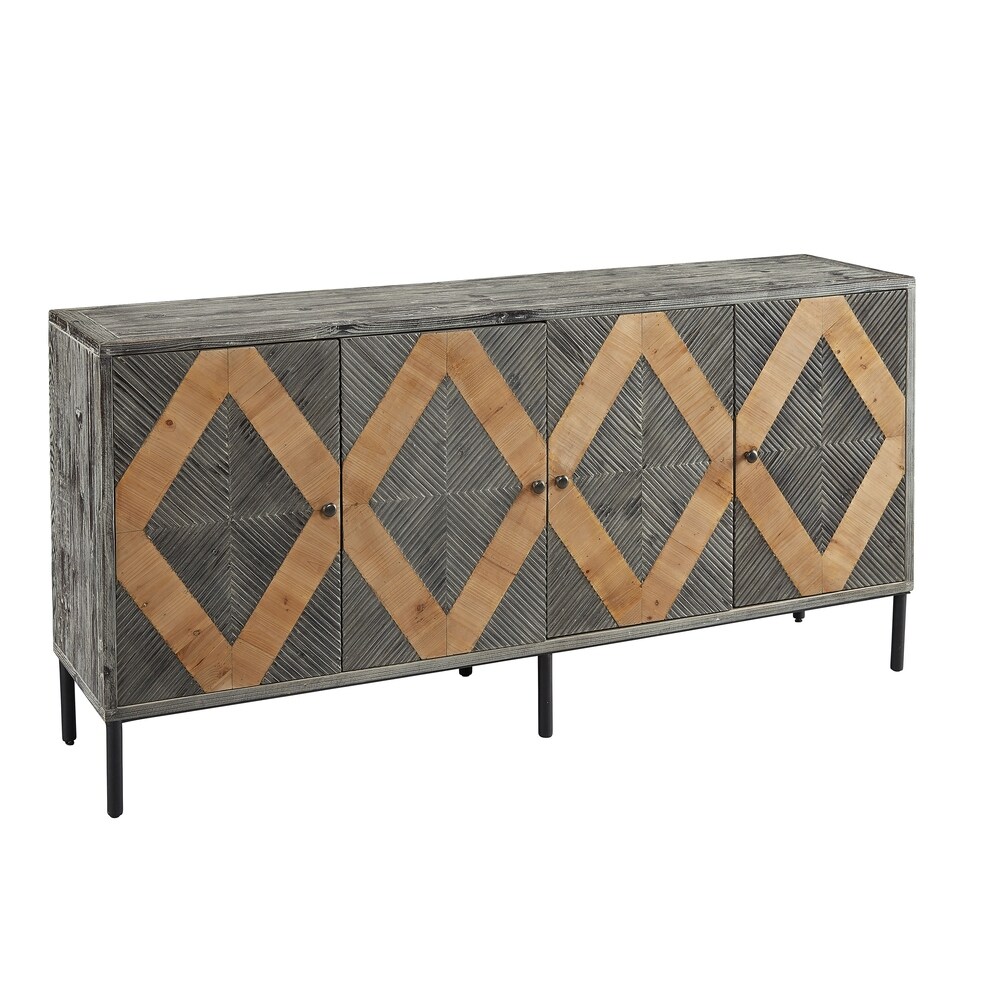 Studio Home Edgewood 72-inch Modern Grooved Pine Sideboard Cabinet (Light Charcoal)
