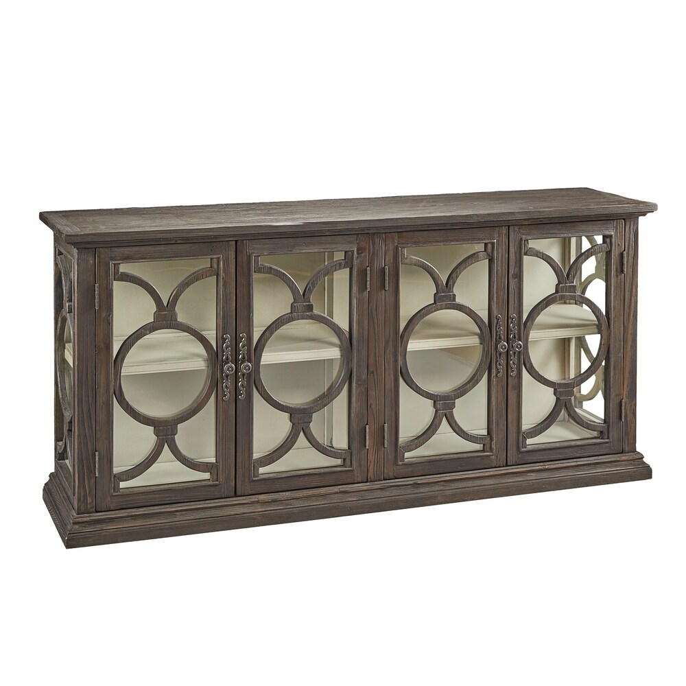Furniture Classics Caspian 71-inch Glass and Pine Windowed Sideboard (Brown)